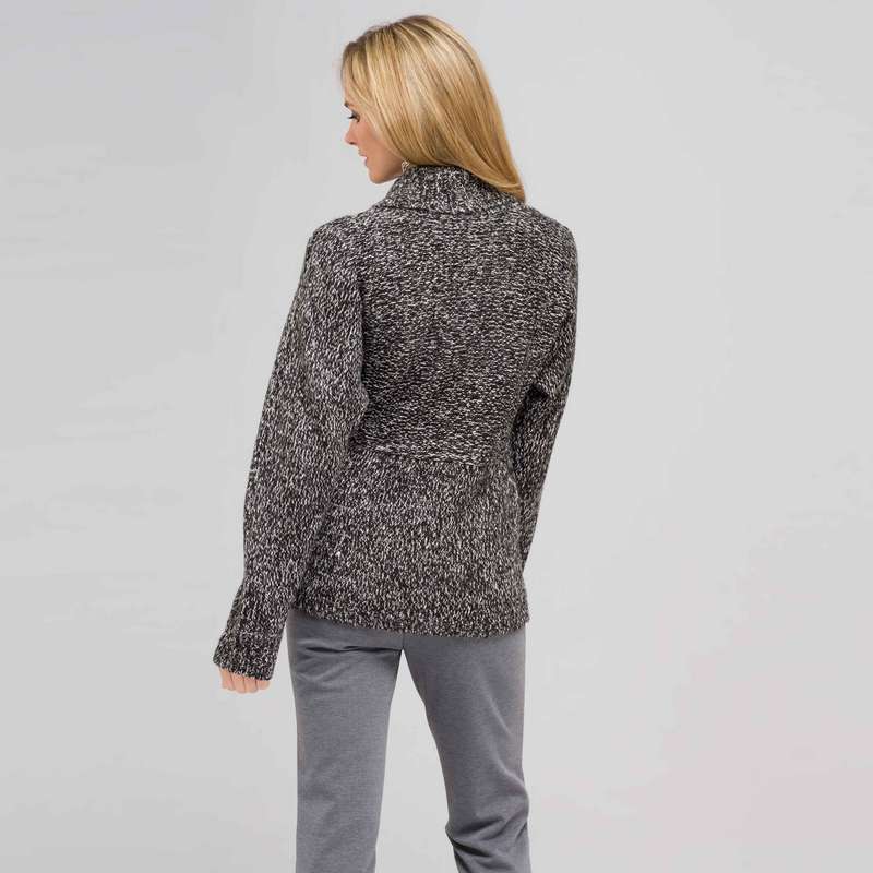 Long Sleeve Dolman Wrap Cardigan, Black & Sugar, large image number 1
